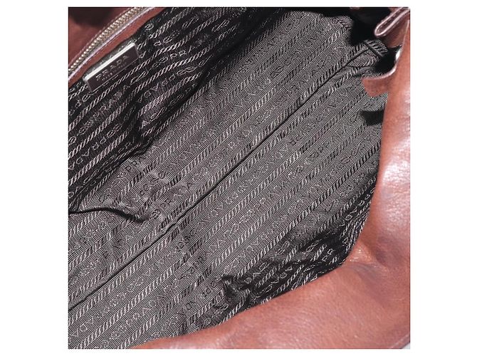 Borsa a tracolla PRADA in pelle marrone argento Auth yk20802SAV - vista 8
