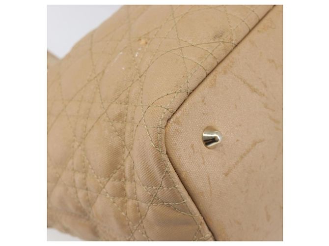 Bolso Tote Christian Dior Lady Dior Canage Canvas Beige Tono Dorado Auth 198943 - vista 12