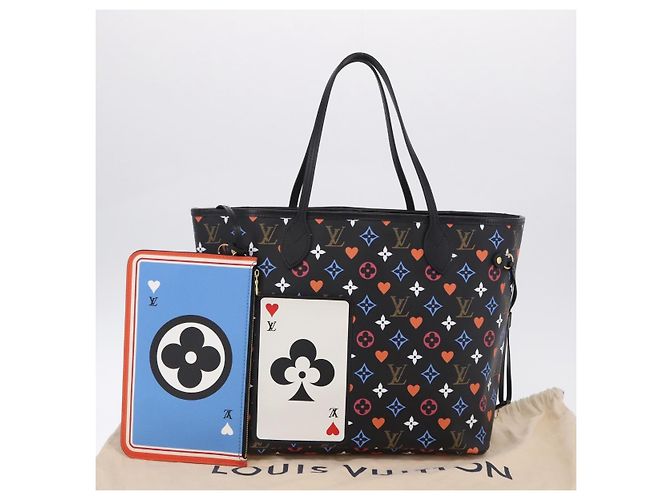 Borsa Tote LOUIS VUITTON Monogram Game On Neverfull MM Nero M57483 Auth SW2669SM Monogramma - vista 12