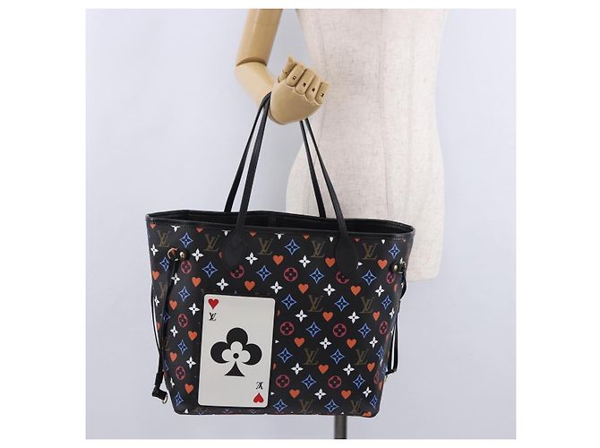 Borsa Tote LOUIS VUITTON Monogram Game On Neverfull MM Nero M57483 Auth SW2669SM Monogramma - vista 28
