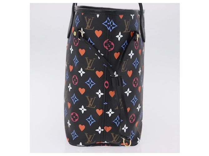 Borsa Tote LOUIS VUITTON Monogram Game On Neverfull MM Nero M57483 Auth SW2669SM Monogramma - vista 3