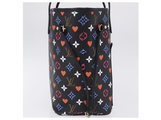 Borsa Tote LOUIS VUITTON Monogram Game On Neverfull MM Nero M57483 Auth SW2669SM Monogramma - vista 4