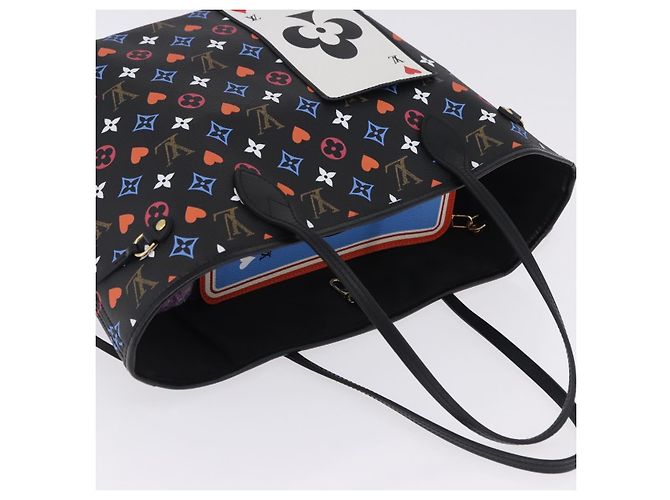 Borsa Tote LOUIS VUITTON Monogram Game On Neverfull MM Nero M57483 Auth SW2669SM Monogramma - vista 6