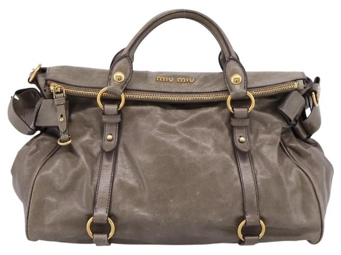 Borsa a mano Miu Miu in pelle 2way Grigio Oro Auth yk20871M Marrone D'oro - vista 13