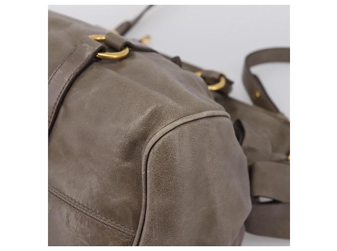 Borsa a mano Miu Miu in pelle 2way Grigio Oro Auth yk20871M Marrone D'oro - vista 15