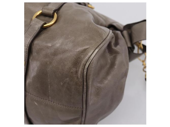 Borsa a mano Miu Miu in pelle 2way Grigio Oro Auth yk20871M Marrone D'oro - vista 17