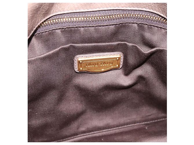 Borsa a mano Miu Miu in pelle 2way Grigio Oro Auth yk20871M Marrone D'oro - vista 19