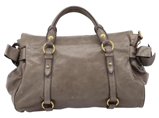 Borsa a mano Miu Miu in pelle 2way Grigio Oro Auth yk20871M Marrone D'oro - vista 2