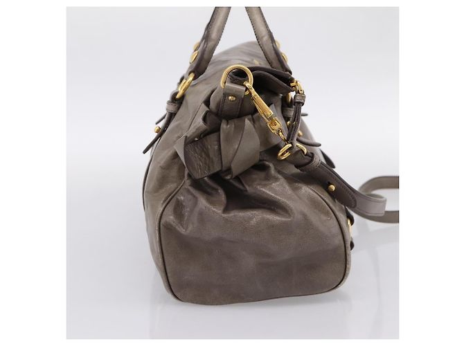 Borsa a mano Miu Miu in pelle 2way Grigio Oro Auth yk20871M Marrone D'oro - vista 3
