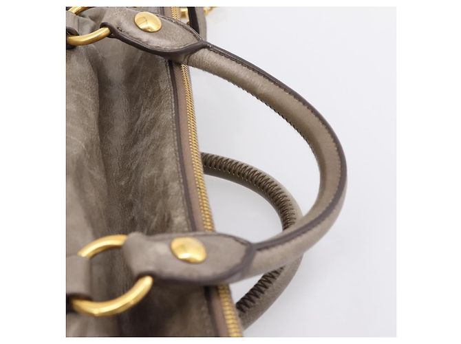 Borsa a mano Miu Miu in pelle 2way Grigio Oro Auth yk20871M Marrone D'oro - vista 8