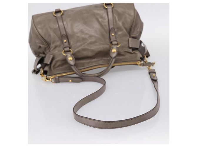 Borsa a mano Miu Miu in pelle 2way Grigio Oro Auth yk20871M Marrone D'oro - vista 9