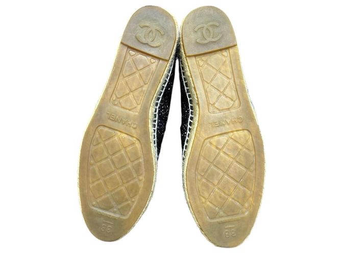 Chanel Espadrillas in Tweed e Pelle d'Agnello Metallizzata CC - Nero/Argento - vista 4