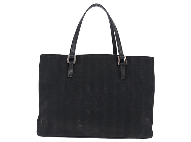 Borsa a mano FENDI Zucchino Canvas Nero Argento Auth BA15300 - vista 2