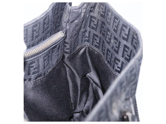 Borsa a mano FENDI Zucchino Canvas Nero Argento Auth BA15300 - vista 20