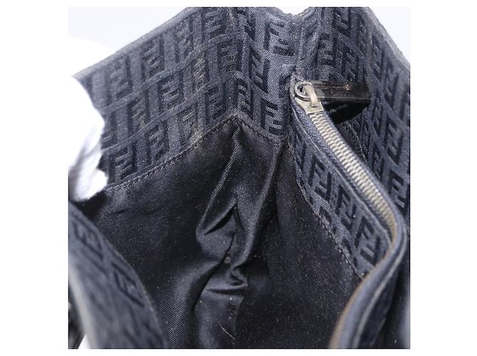 Borsa a mano FENDI Zucchino Canvas Nero Argento Auth BA15300 - vista 21
