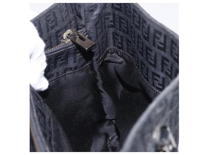 Borsa a mano FENDI Zucchino Canvas Nero Argento Auth BA15300 - vista 24
