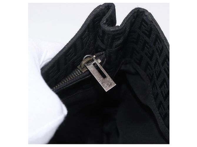 Borsa a mano FENDI Zucchino Canvas Nero Argento Auth BA15300 - vista 25