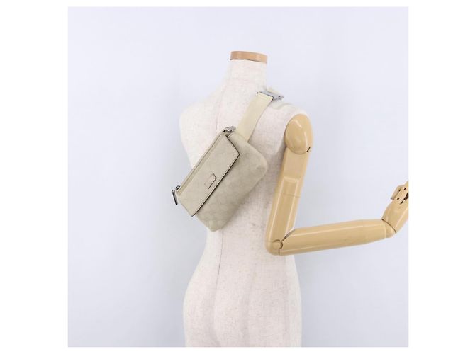 GUCCI GuccissimaGG Body Bag Leather Ivory Silver 162916 Auth 198969 Argento Crudo - vista 27