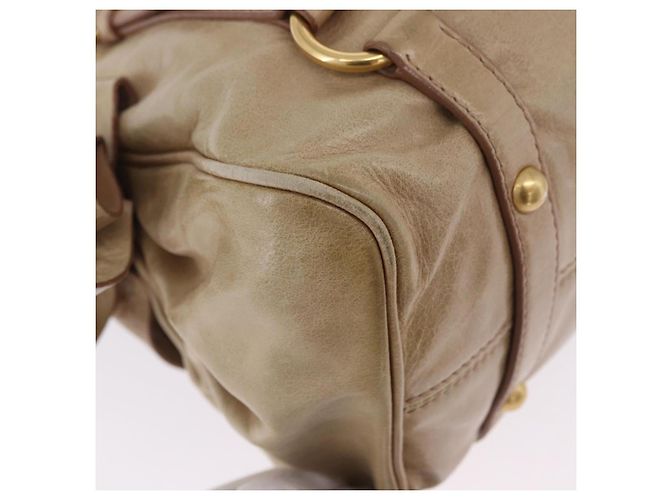 Borsa a mano Miu Miu in pelle 2way Beige Gold Auth yk20865A D'oro - vista 10