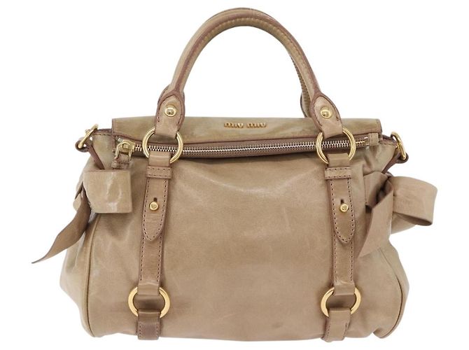 Borsa a mano Miu Miu in pelle 2way Beige Gold Auth yk20865A D'oro - vista 13