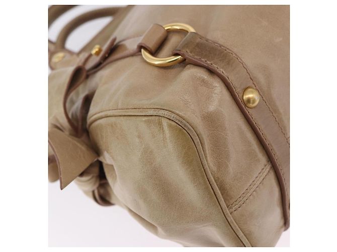 Borsa a mano Miu Miu in pelle 2way Beige Gold Auth yk20865A D'oro - vista 16
