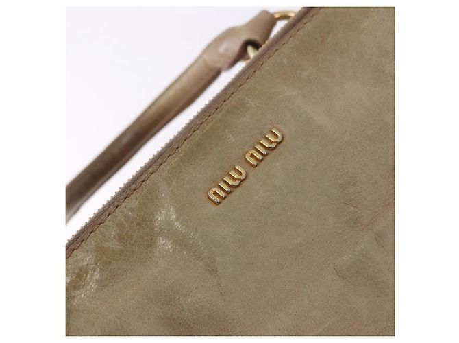 Borsa a mano Miu Miu in pelle 2way Beige Gold Auth yk20865A D'oro - vista 19