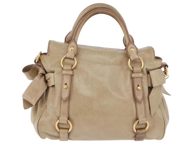 Borsa a mano Miu Miu in pelle 2way Beige Gold Auth yk20865A D'oro - vista 2