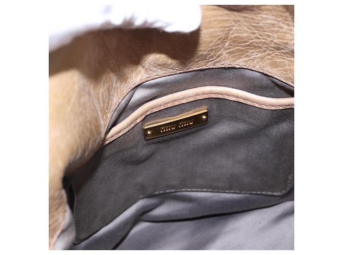 Borsa a mano Miu Miu in pelle 2way Beige Gold Auth yk20865A D'oro - vista 21