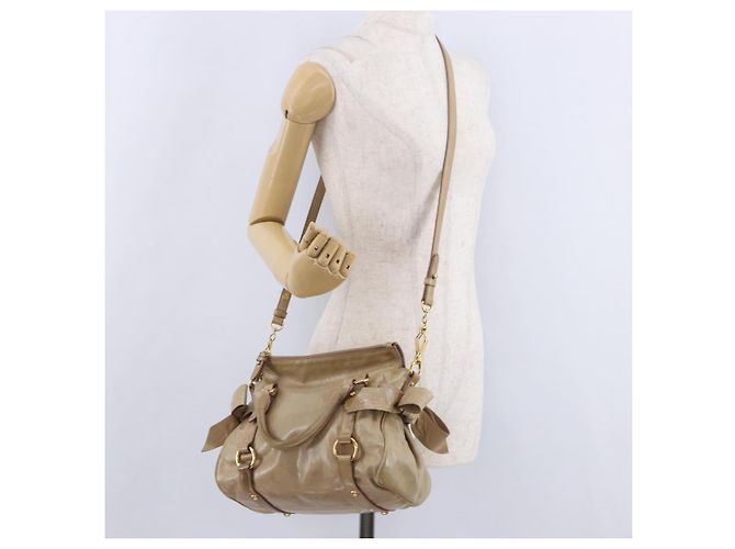 Borsa a mano Miu Miu in pelle 2way Beige Gold Auth yk20865A D'oro - vista 25