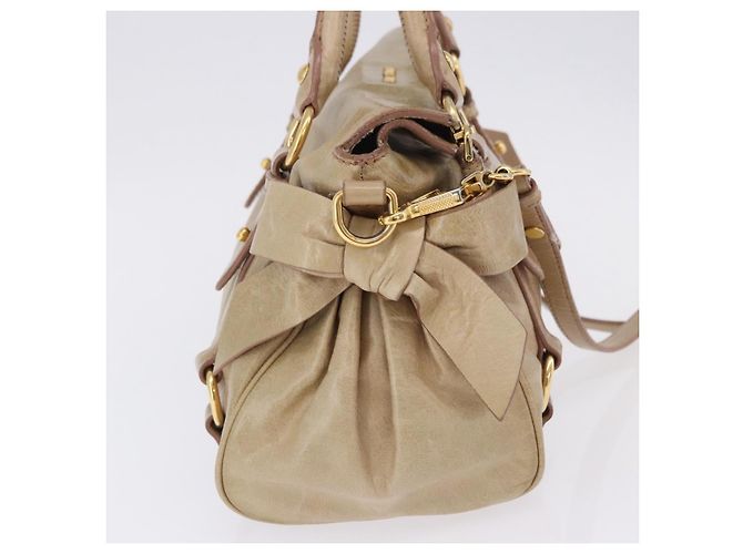 Borsa a mano Miu Miu in pelle 2way Beige Gold Auth yk20865A D'oro - vista 4