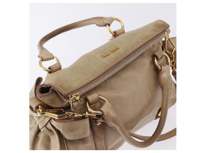 Borsa a mano Miu Miu in pelle 2way Beige Gold Auth yk20865A D'oro - vista 6