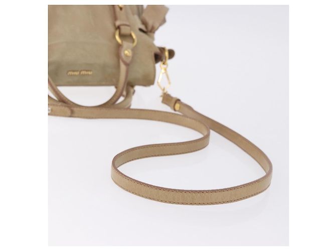 Borsa a mano Miu Miu in pelle 2way Beige Gold Auth yk20865A D'oro - vista 9