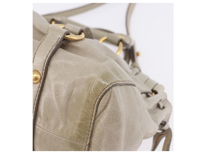 Borsa a mano Miu Miu Vitellolux 2way Beige Gold Auth 200264V D'oro - vista 16