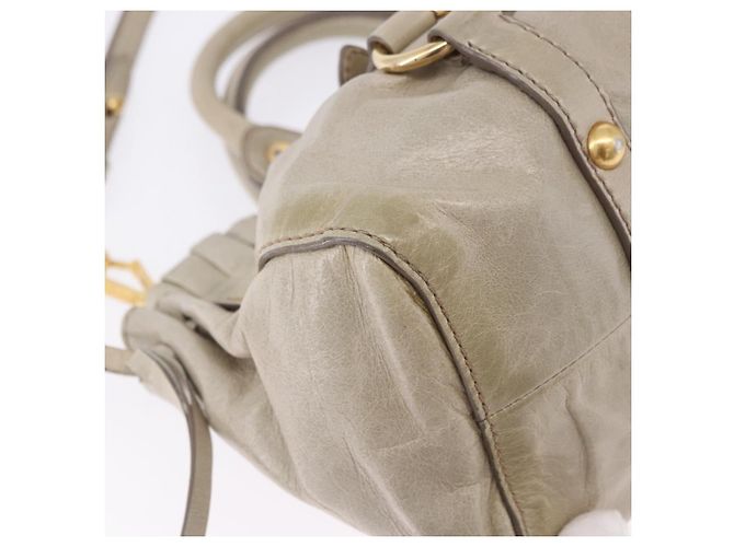 Borsa a mano Miu Miu Vitellolux 2way Beige Gold Auth 200264V D'oro - vista 17