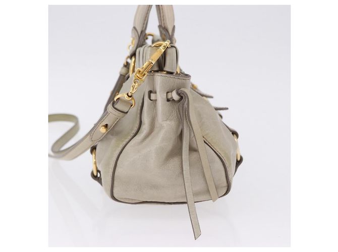 Borsa a mano Miu Miu Vitellolux 2way Beige Gold Auth 200264V D'oro - vista 3