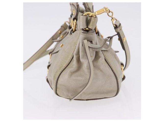 Borsa a mano Miu Miu Vitellolux 2way Beige Gold Auth 200264V D'oro - vista 4