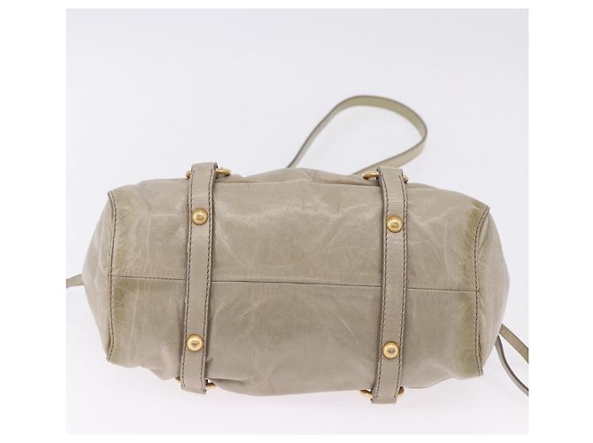 Borsa a mano Miu Miu Vitellolux 2way Beige Gold Auth 200264V D'oro - vista 5