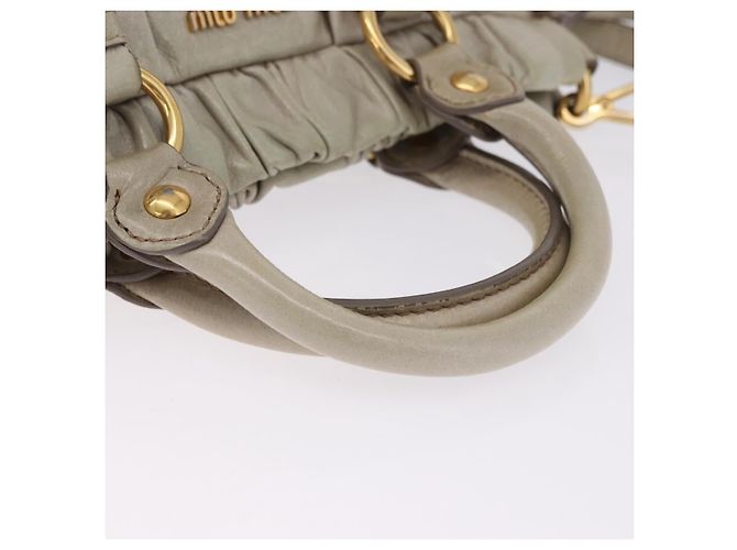 Borsa a mano Miu Miu Vitellolux 2way Beige Gold Auth 200264V D'oro - vista 7