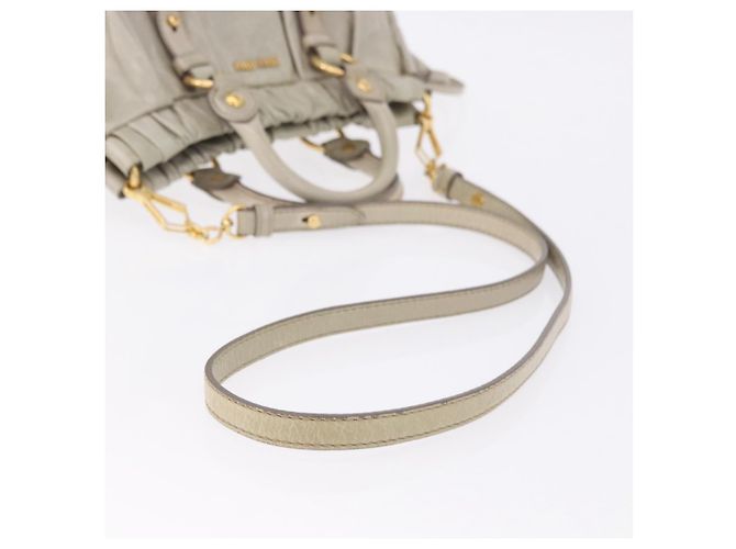 Borsa a mano Miu Miu Vitellolux 2way Beige Gold Auth 200264V D'oro - vista 8