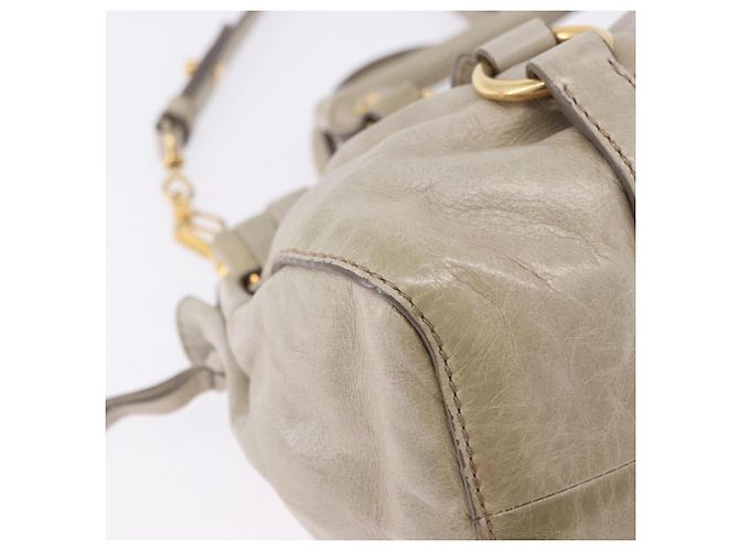 Borsa a mano Miu Miu Vitellolux 2way Beige Gold Auth 200264V D'oro - vista 9