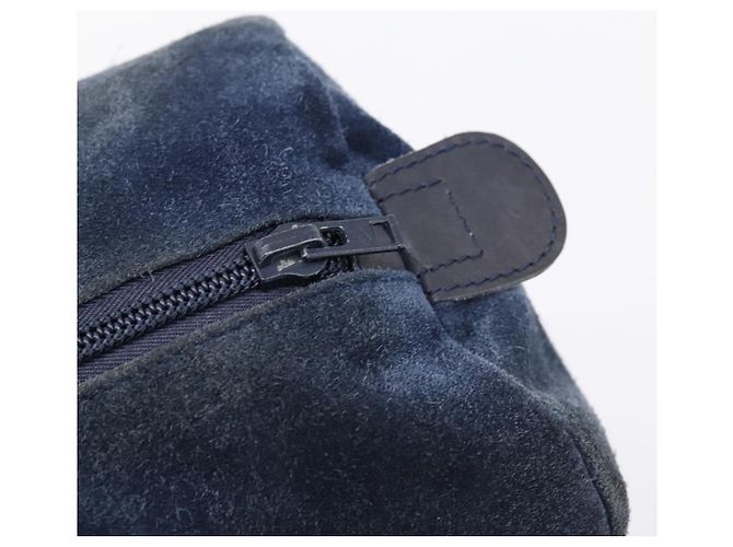 Borsa LOEWE Suede Navy Gold Auth 200957 D'oro Blu navy - vista 10
