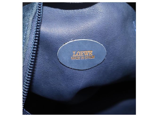 Borsa LOEWE Suede Navy Gold Auth 200957 D'oro Blu navy - vista 11