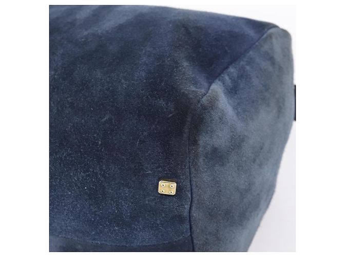 Borsa LOEWE Suede Navy Gold Auth 200957 D'oro Blu navy - vista 15