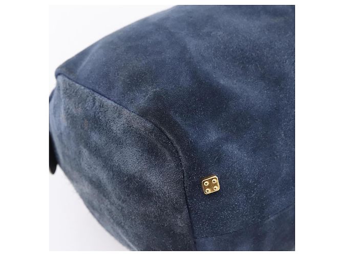 Borsa LOEWE Suede Navy Gold Auth 200957 D'oro Blu navy - vista 16