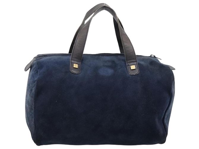 Borsa LOEWE Suede Navy Gold Auth 200957 D'oro Blu navy - vista 2