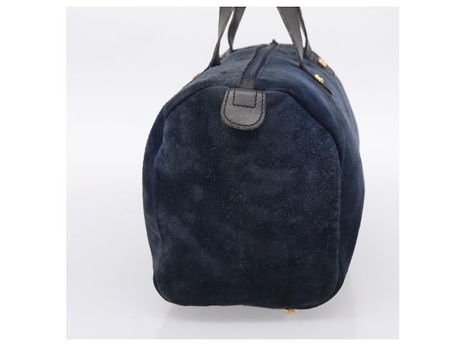 Borsa LOEWE Suede Navy Gold Auth 200957 D'oro Blu navy - vista 4