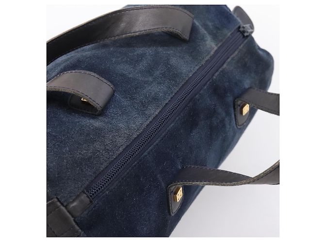 Borsa LOEWE Suede Navy Gold Auth 200957 D'oro Blu navy - vista 6