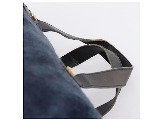 Borsa LOEWE Suede Navy Gold Auth 200957 D'oro Blu navy - vista 8