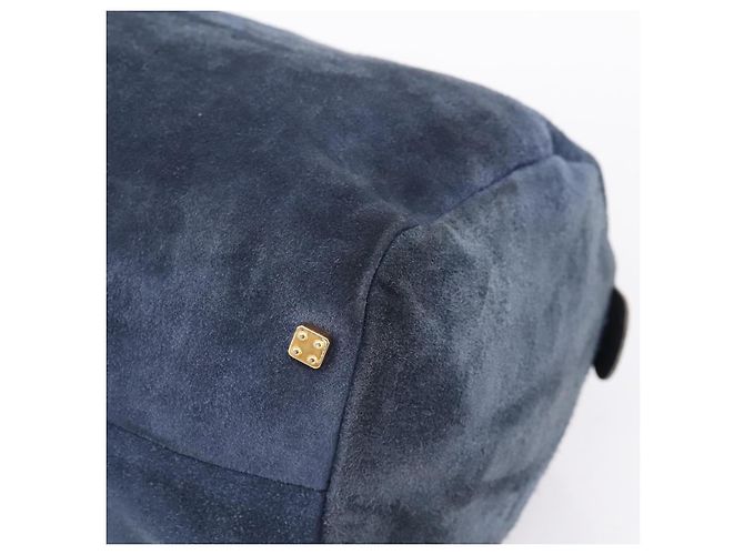 Borsa LOEWE Suede Navy Gold Auth 200957 D'oro Blu navy - vista 9