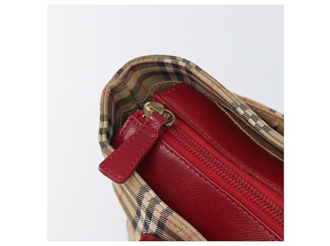 Borsa a mano BURBERRY Nova Check Canvas Beige Gold Auth 200887 D'oro - vista 11